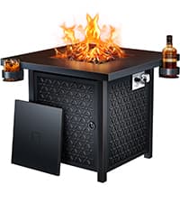 Ciays Propane Fire Pits 32 Inch Outdoor Gas Fire Pit, 50,000 BTU Steel Fire Table with Lid and Lava Rock, Add Warmth and Ambience to Gatherings and Parties On Patio Deck Garden Backyard, Black