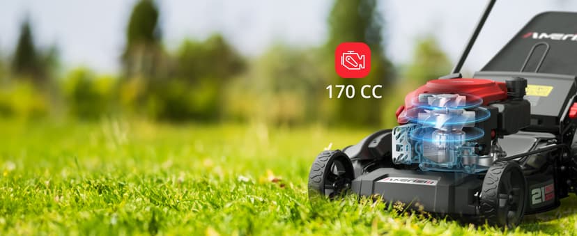 21" Steel Deck Self-Propelled Lawn Mower, 170cc OHV Engine with Forced Air-Cooling System, 3-in-1 Mulching, Rear Bag & Side Discharge, 6 Adjustable Cutting, Easy Assembly & Maintenance, AV8621S1