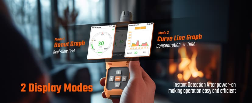 CT-580 Portable Carbon Monoxide Detector, Rechargeable CO Detector with Vibration, Visual & Audible Alarms, 0-1000PPM, TFT Color Display for Home, Camping, Travel, Industrial & Professional Use