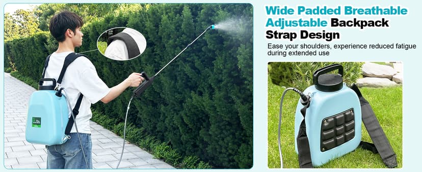 3.2 Gallon Battery Powered Backpack Sprayer, Upgraded Electric Back Pack Sprayer with 3 Spray Force, Battery Indicator, Rechargeable Handle, 41" Telescopic Wand, 5 Mist Nozzles, for Lawn and Garden