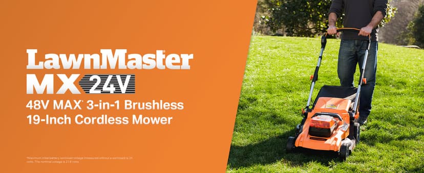 LawnMaster CLMF4819A 48V MAX* 19-inch Brushless Cordless Mower with 2X24V MAX* 4.0Ah Battery and a Dual Charger