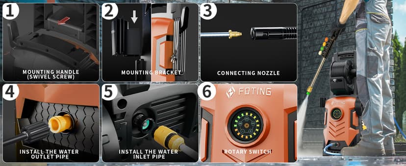 2025Upgraded Electric Pressure Washer with Adjustable Touch Screen 5000PSI 3.3GPM/8 Level, 58Total Long, 4 Quick Connect Nozzles,Inlet Hose&Filter&Foam Cannon for Cars/Fences/Driveways/Home Cleaning