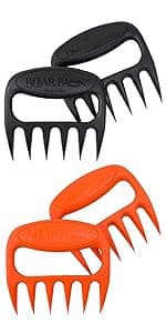 Bear Paws Meat Claws - The Original Meat Shredder Claws, USA Made - Easily Lift, Shred, Pull and Serve Meats - Ultra-Sharp, Ideal Meat Claws for Shredding Pulled Pork, Chicken, Beef, Turkey - Orange