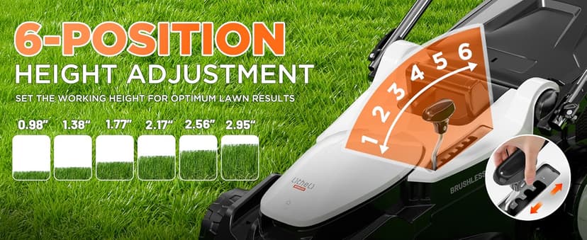 Litheli 40V (2 x 20V) 16" Electric Lawn Mower Cordless, Walk Behind Lawn Mower with 6-Height Adjust, Portable & Lightweight Push Battery Powered Lawn Mower (2 * 4.0AH Batteries Included)