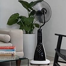 XBrand Oscillating Pedestal Fan with Mist, Misting Fan for Home, Office, Patios with Timer & Remote Control, 47 Inch Height,Black and White
