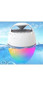 Floating Pool Speakers with Colorful Lights, IP68 Waterproof Bluetooth Speaker for Pool, Crystal Clear Sound Hot Tub Speaker for Pool, Spa and Outdoor