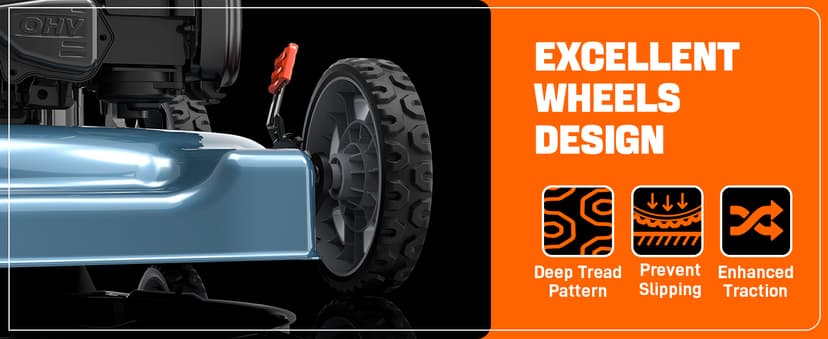 SENIX 20-Inch Gas Lawn Mower with 125 cc 4-Cycle Briggs & Stratton Engine, Side Discharge, 5-Position Single Wheel Height Adjustment (LSPG-L3)