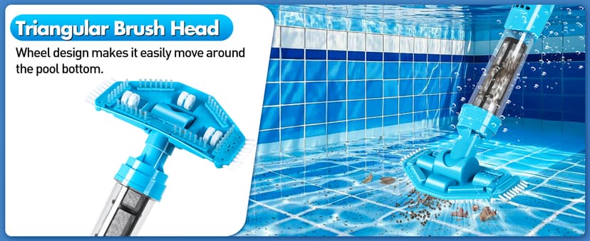 4-in-1 Handheld Pool Vacuum Cordless, 4000mAh Rechargeable Hot Tub Vacuum Spa with Telescopic Pole, Above Ground Pool Vacuum Cleaner, Suction Improved 30% Spa Wand Deep Cleaning for Debris