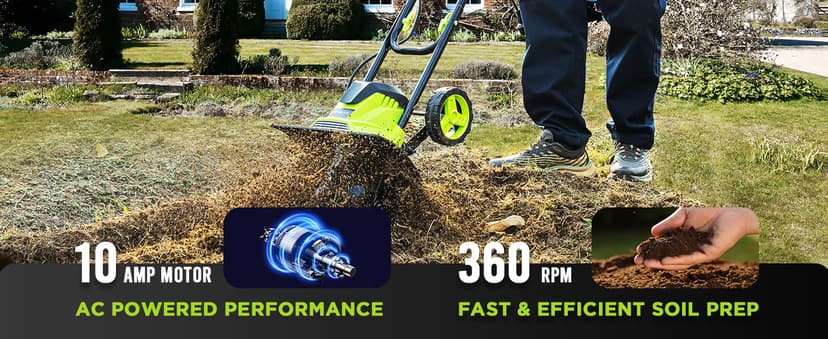 STEELITE 14-Inch Corded Electric Tiller, 10 Amp Powerful Garden Cultivator for Soil Preparation and Landscaping – Lightweight, Durable, and Easy to Use