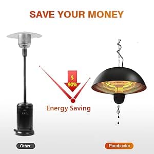 Hanging Patio Heater, Outdoor/Indoor Electric Infrared, Ceiling Heater with 3 Adjustable Modes 600W/900W/1500W.