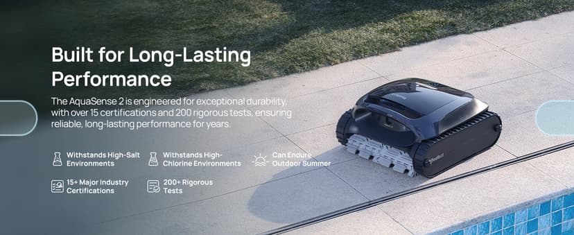 Beatbot AquaSense 2 Cordless Robotic Pool Vacuum Cleaner, Smart Surface Parking, Double-Pass Waterline Scrubbing, Cleans Floor, Walls, and Waterline, Above & In-Ground Pools up to 3,230 sq.ft - Blue