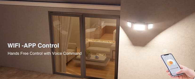 Onforu 55W Smart LED Flood Lights Outdoor, 5500LM, Tunable 2700K-6500K, APP Control, WiFi Alexa Security Lights with Timer & Adjustable 3 Head, IP65 Waterproof for House, Yard, Porch, Garage, Backyard