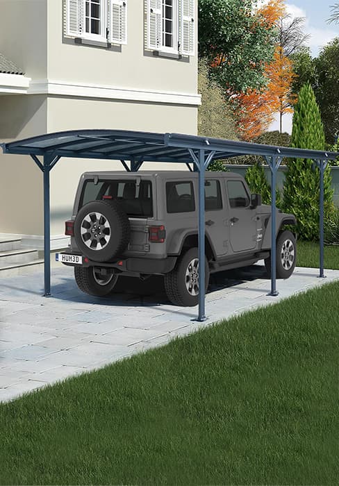 Real Relax Metal Carport 10 x 16ft with Heavy Duty Metal Frame & Pitched-Roof Polycarbonate Panel Canopy, Sturdy Canopy Shelter for Car, Truck, Pickup, SUV, Tractor, and Boat, Grey