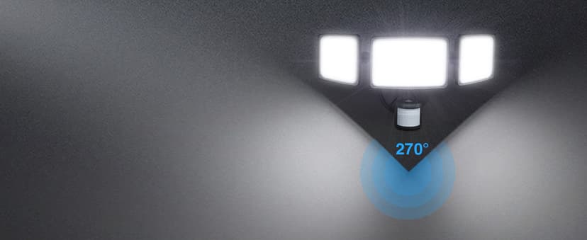 Onforu 100W Smart LED Security Lights Motion Sensor Outdoor 9000LM, 2500K-6500K, WiFi Alexa Flood Light APP Control, Motion Detector with Adjustable 3 Head, IP65 Wall Light for Yard (Black)