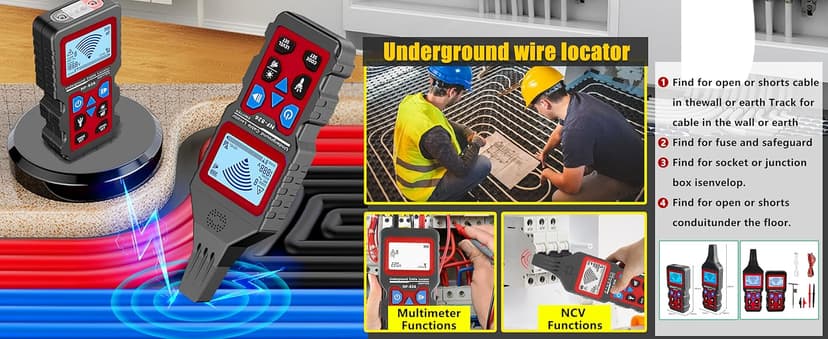 NF-826 Underground Wire Locator & Cable Tracer/Buried Wire Tracer and Cable Locator/Under Ground Circuit Tracer,for Dog Fence Cables Irrigation Control Wires,Tone Generator Kit (Professional Grade)