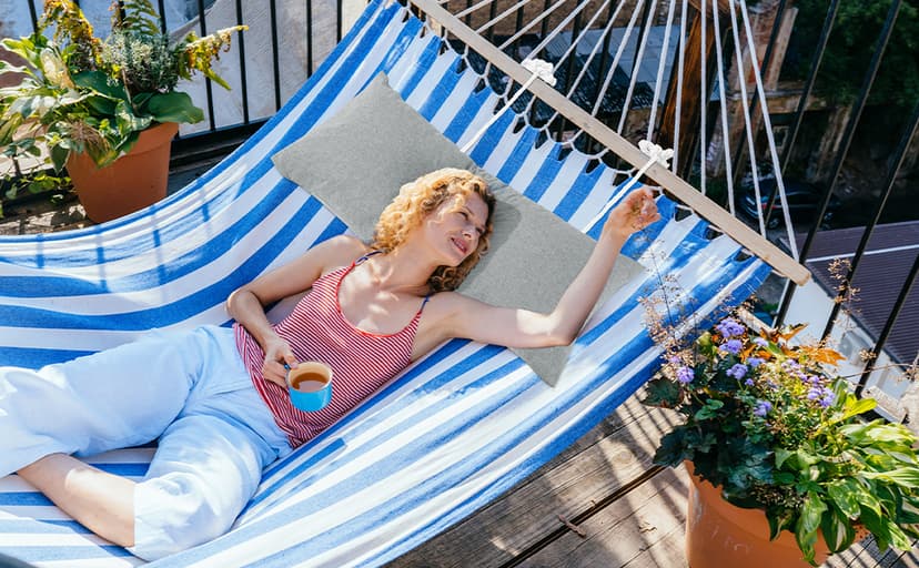 HOMBYS 32" x 14" Shredded Memory Foam Hammock Pillow for Outdoor, Waterproof and Weatherproof Pillow with Durable Ties (Gray)