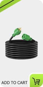 RVMATE 4 Prong 30 Amp 15 Feet Generator Extension Cord, NEMA L14-30P/L14-30R, 125/250V Up to 7500W 10 Gauge SJTW Generator Cord, ETL Listed