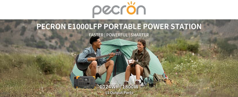 pecron Portable Power Station E1000LFP, 1024Wh LiFePO4 Battery Backup, 1800W Solar Generator Expandable to 4096Wh, Fast Charging Power Station for Emergencies, Camping, RV, Home Use