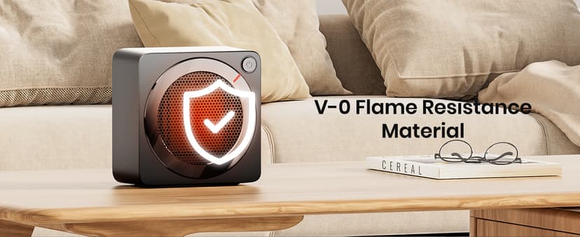 Gaiatop Mini Space Heater, Lightweight PTC Ceramic Fast Heating 500W Energy Efficient for Indoor Use, Overheating & 45° Tip-Over Protection, Portable Desk Electric Heaters for Office Home Black