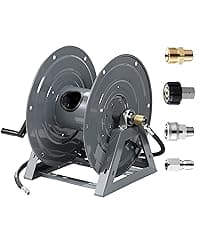 Pressure Washer Hose Reel with Hose, 1/4" × 60ft Retractable Power Washer Hose Reel, Heavy Duty Hose Reel Auto Rewind, Wall Mounted, 3600 PSI
