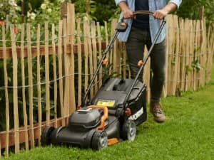 WORX 40V 17" Cordless Lawn Mower for Small Yards, 2-in-1 Electric Mower Cuts Quiet, Compact & Lightweight Push Lawn Mower with 7-Position Height Adjustment – 2 Batteries & Charger Included