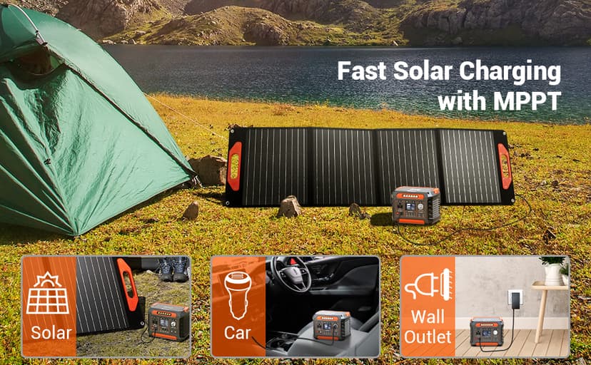 PROGENY 300W Portable Power Station, 299Wh/80818mAh Solar Generator, Regulated DC Output Backup Battery with Pass-Through Charging AC Outlet, Pure Sine Wave, LED Light Power Station for CPAP Camping