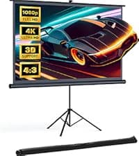 Projector Screen with Stand - 100" Indoor/Outdoor 16:9, 4K HD PVC Screen with 1.5 Gain, 2IN1 for Backyard Theater & Wall Hanging, Includes Carry Bag