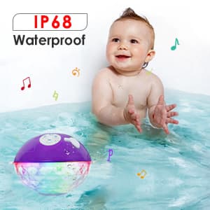 Blufree Floating Pool Speakers with Colorful Lights, Bluetooth Wireless Pool Speaker Floatable IP68 Waterproof, Built-in Mic & Crystal Clear Sound Bluetooth Hot Tub Speaker for Pool Party Outdoors