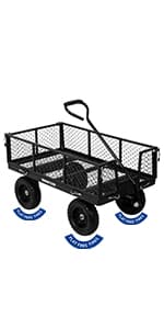 BILT HARD 4 Cu.Ft. 10" No-Flat Tires Poly Yard Dump Cart with 180° Rotating Handle, 600 lbs Capacity Heavy Duty Garden Carts and Wagons