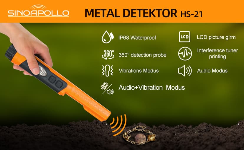 Fully Waterproof Handheld Metal Detector Pinpointer for Adults and Kids, Small Pin Pointer Wand. LCD Display, High Accuracy, 3 Alert Mode, Professional for Gold,Coins on Beach, Underground