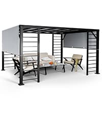 HAPPATIO 10' X 10' Pergola Retractable Canopy for Backyards, Gardens, Patios, Outdoor Pergola with Sun Shade Canopy, Includes Ground Studs and Expansion Screws (Grey)