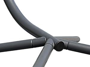 HWB Hanging Egg Chair with Stand, Patio Wicker Hammock Egg Swing Chair with Cushion for Bedroom Garden Indoor Outdoor (Grey)