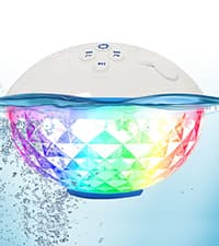 KingSom Bluetooth Pool Speaker,Floating Pool Speaker with Colorful Lights,Hot Tub Speakers IP68 Waterproof pool Speakers,16W Loud Stereo Sound Bluetooth speaker,TWS Pairing Floating speakers for Pools