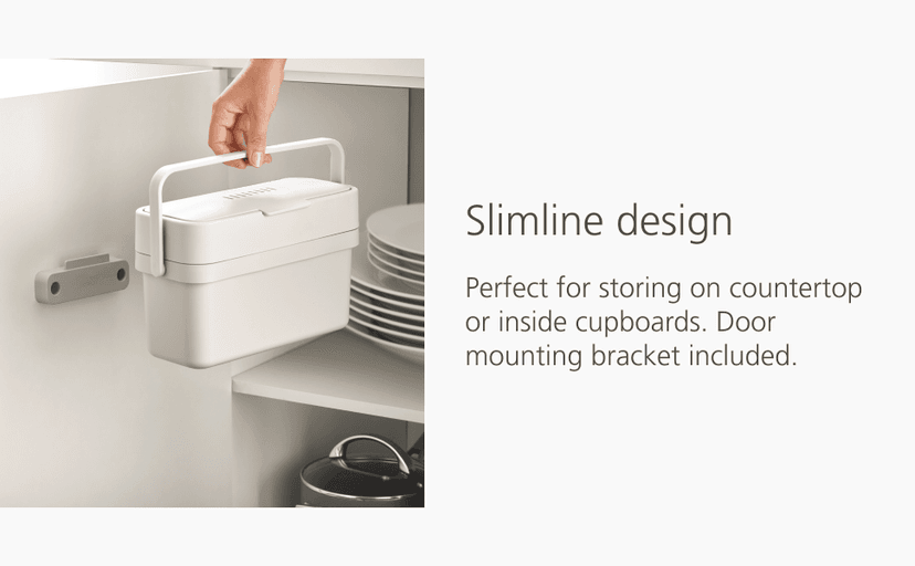 Joseph Joseph Compo 4 Easy-Fill Compost Bin Food Waste Caddy with Adjustable Air Vent, 1 gallon / 4 liters, Stone