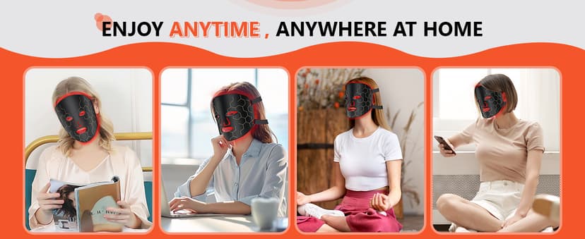Red Light Therapy Mask for Face, 8 Mode Facial Skin Care Mask, 288 Lamp Red Light Therapy Mask at Home, 660nm&850nm Infrared Light Therapy Mask with Timer Remote Control, Relife