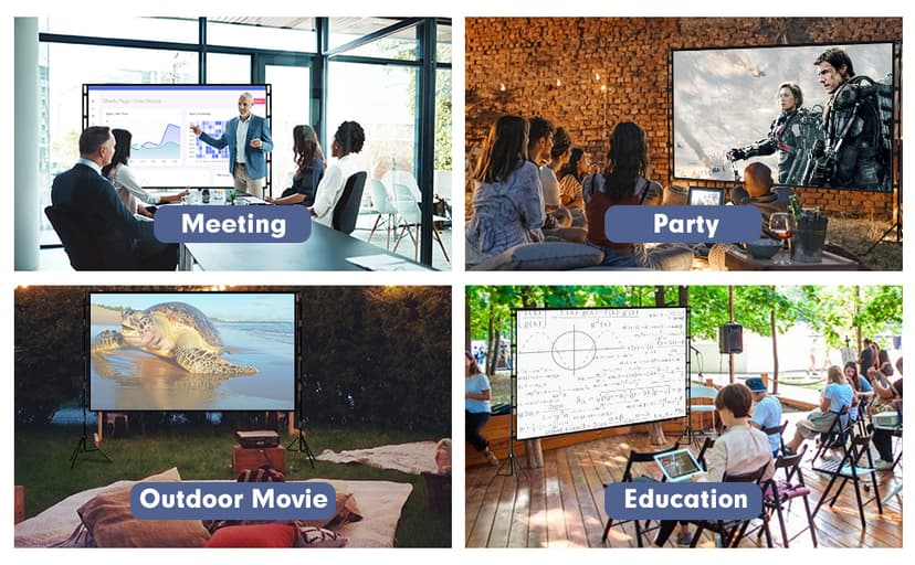 Projector Screen with Stand, Wootfairy 100 inch Foldable and Portable Projection Screen 16:9 4K HD Rear Front Wrinkle-Free Movie Screen with Carry Bag for Indoor Outdoor Home Theater Backyard Cinema