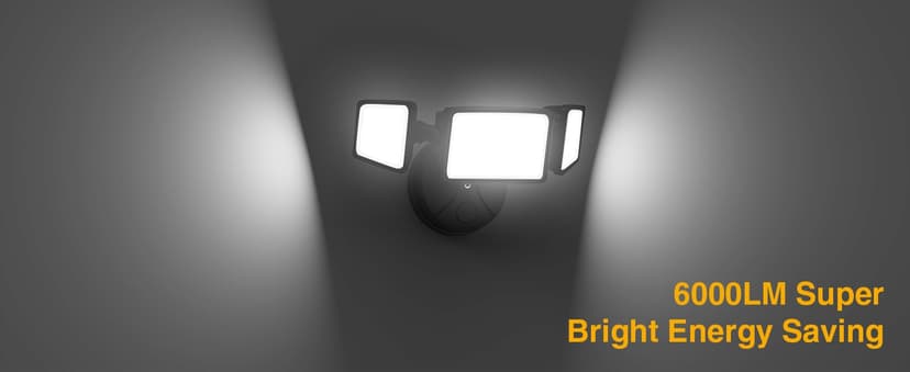 Onforu 2 Pack 60W Flood Lights Outdoor, 6000LM LED Flood Lighting Outdoor Switch Controlled, IP65 Waterproof Exterior Floodlight Fixture with 3 Adjustable Heads, 6500K Security Light for Garage Yard