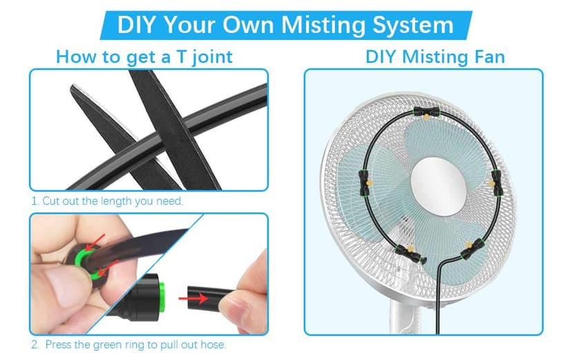 Misters for Outside Patio 63FT(19.2M)+21 Brass Mist Nozzles+a Brass Adapter(3/4") Detachable outdoor misting cooling system for Garden, waterpark, Greenhouse, Backyard, Fan, Umbrella, Deck, Canopy