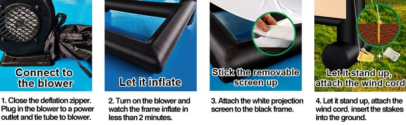 16ft Inflatable Movie Screen Outdoor Projector Screen with Air Blower Storage Bag - Front/Rear Projection, Easy Set Up Blow Up Screen for Backyard Movie Night, Theme Parties, Celebrations