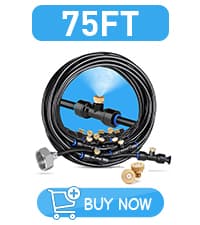 homenote Misting Cooling System 59FT (18M) Misting Line + 20 Brass Mist Nozzles + Brass Adapter(3/4") Outdoor Mister for Patio Backyard Garden Greenhouse Watering