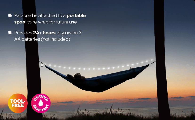 Brightz Hammock Lights - 18' Paracord Light Rope for Camping & Burning Man Accessories