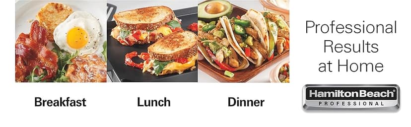 Hamilton Beach Professional Cast Iron Indoor Electric Grill & Griddle, 10" x 16" Preseasoned Cooking Surface, Adjustable Temperature up to 450° F, Black (38560)