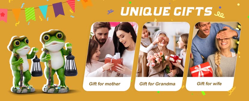 Solar Frog Garden Decor with Lantern Outdoor Statue for Patio Pathway Frog Figurine for Yard Decoration Lawn Ornament Gardening Gifts for Women Mom Grandma