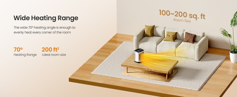 Kismile Portable Electric Space Heater, Small Ceramic Heater Fan with Thermostat, Tip-Over and Overheat Protection,Fast Heating for Home/Office,1500W(White)