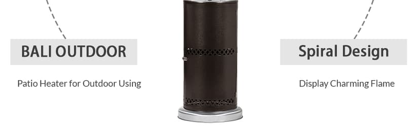 BALI OUTDOORS Propane Patio Heater, Stainless Steel Standing, 36,000 BTUs Portable Commercial Outdoor Gas Patio Heater with Glass Tube for Deck, Garden and Porch