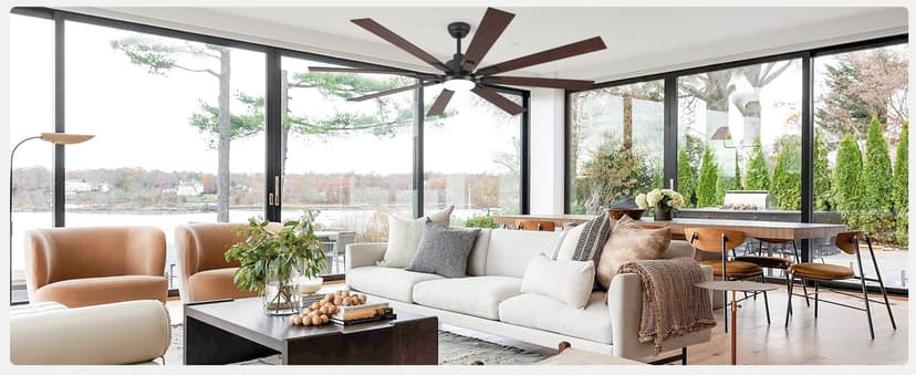 72 inch Large Ceiling Fans with Lights and Remote, Indoor/Outdoor Black Modern Ceiling Fan for Kitchen Living Room Patio, 6 Speed Reversible Quiet DC Motor, 3 CCT, Dual Finish 8 Blades