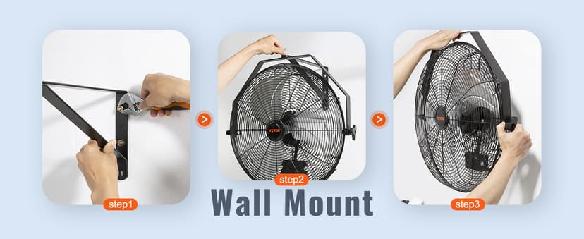 VEVOR 18 Inch Wall Mount Fan, 3-Speed IP44 Waterproof Industrial Fan, Max. 4150 CFM for Outdoor, Commercial, Residential, Greenhouse, Workshop, ETL Listed, 2-Pack