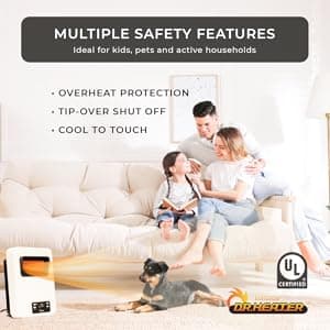 Dr. Infrared Heater Ecoheat Wall Hung or Wall Mounted Electric Space Heater, Dual System with Infrared and Fan Forced, Remote Control, 1500W, White