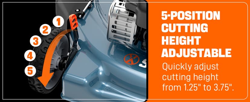 SENIX 20-Inch Gas Lawn Mower with 125 cc 4-Cycle Briggs & Stratton Engine, Side Discharge, 5-Position Single Wheel Height Adjustment (LSPG-L3)