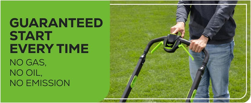 Greenworks 40V 20" Brushless Push Mower, 4.0Ah Battery (Aluminum Handles + Light)